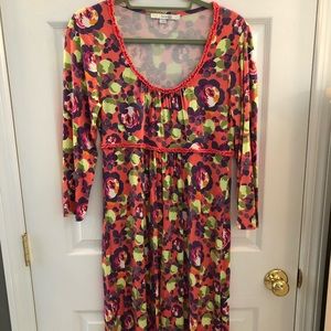 Boden ruffle scoop neck dress size 8r rose print